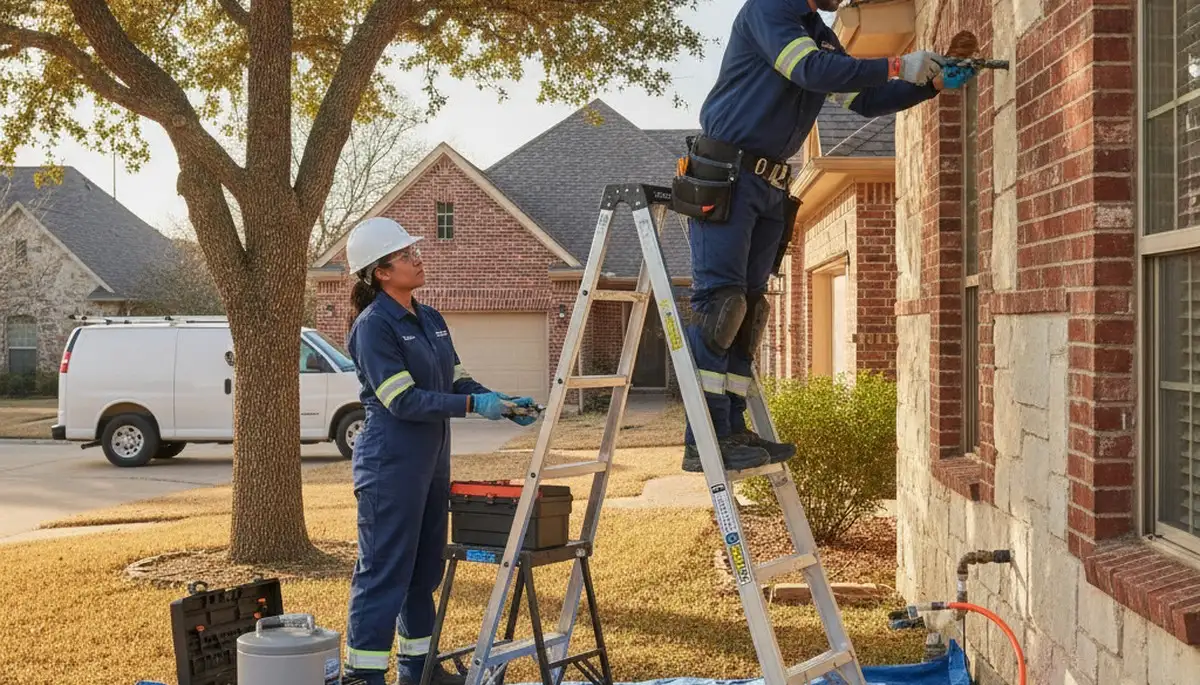 Plumber repairing pipe in Arlington, TX for residential plumbing service