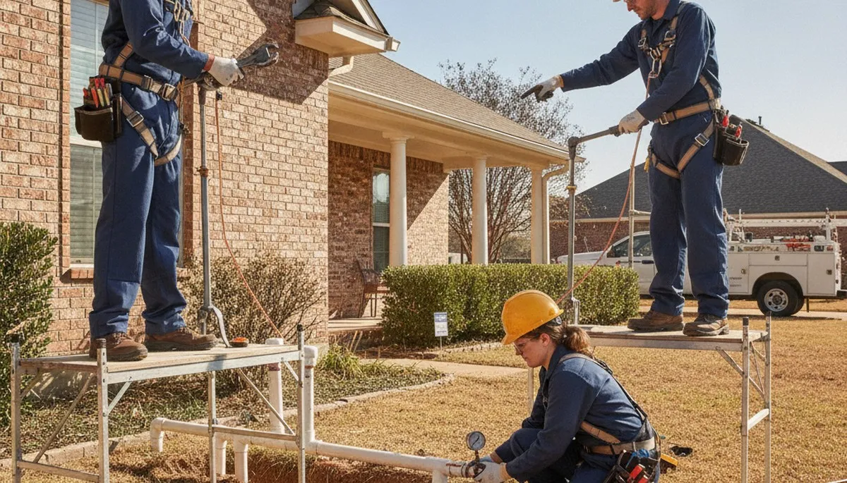 Arlington, TX plumber repairing a pipe for a plumbing repair service