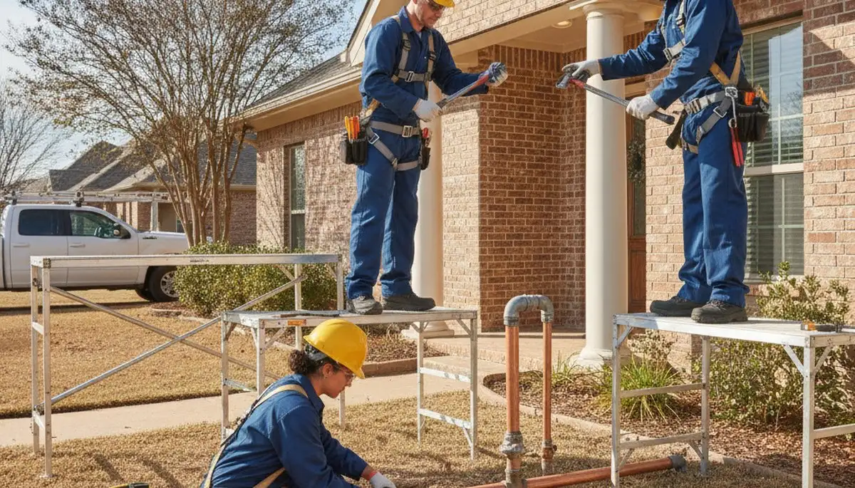 Arlington, TX plumber repairing a pipe for a local plumbing service