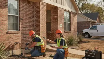 Plumber repairing a pipe in Arlington, TX for reliable plumbing service
