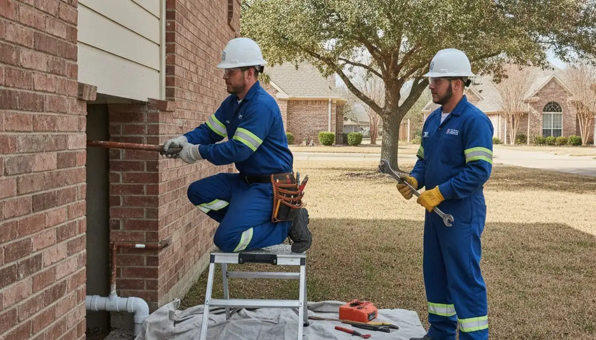 Arlington, TX plumber repairing a residential leak for plumbing service