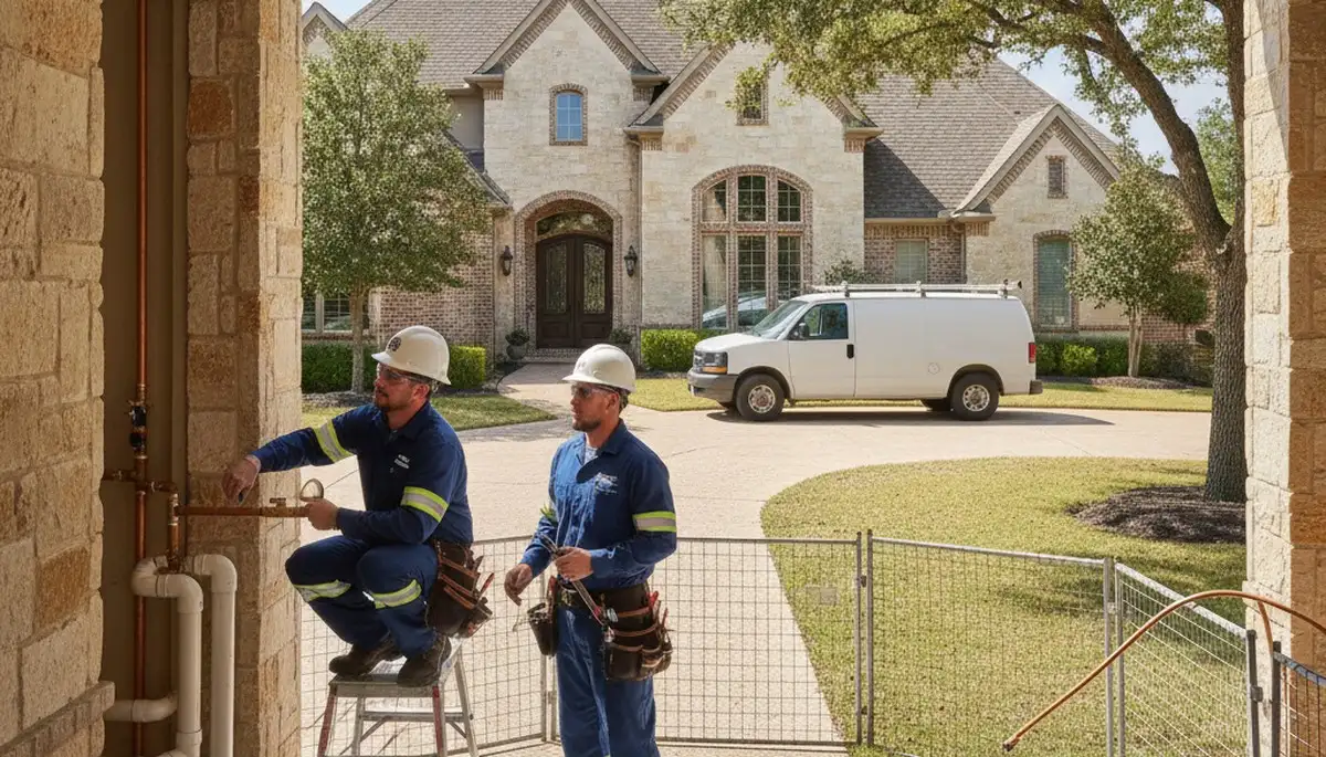 Arlington, TX plumber repairing a pipe for a plumbing-repair service call