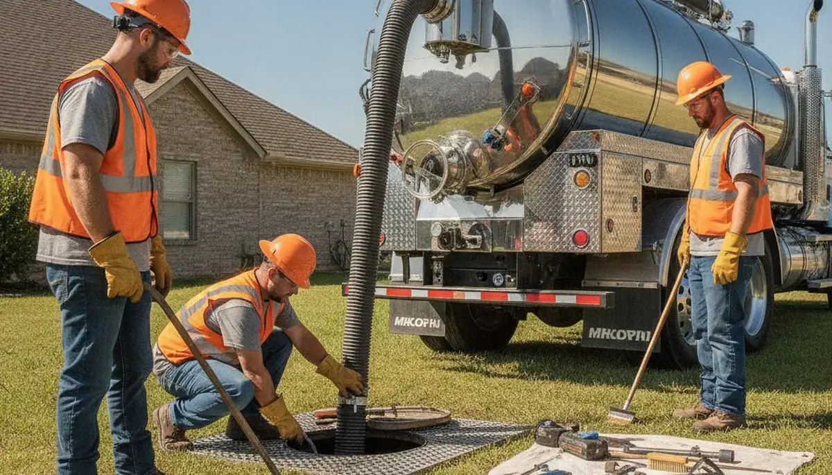 Septic pumping service truck in Arlington, TX for On Call Plumbers
