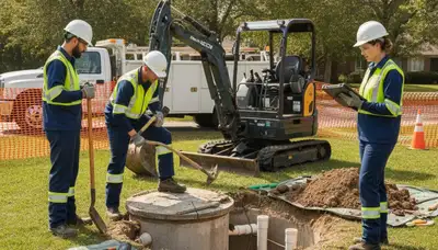 Septic repair technician serving Arlington, TX homes for plumbing system inspection and service