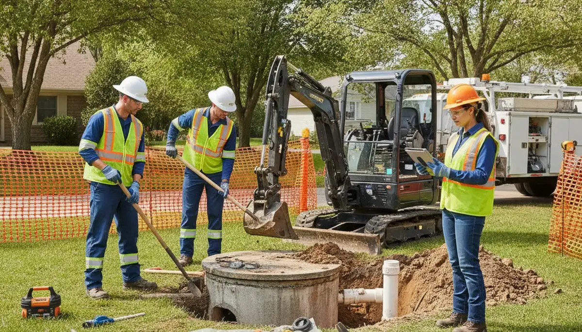 Septic repair technician serving Arlington, TX homes on a plumbing service call
