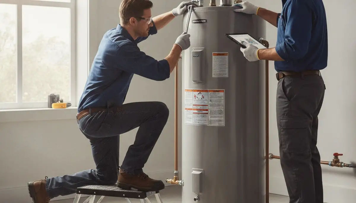 Arlington, TX plumber repairing a water heater for fast hot water service